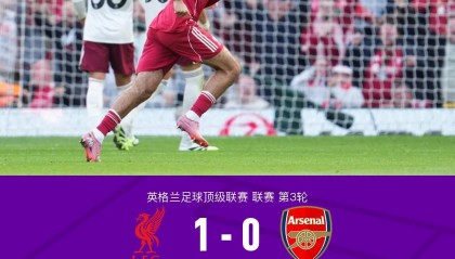 利物浦1-0阿森纳，索博斯洛伊任意球破门，埃基蒂克进球被吹